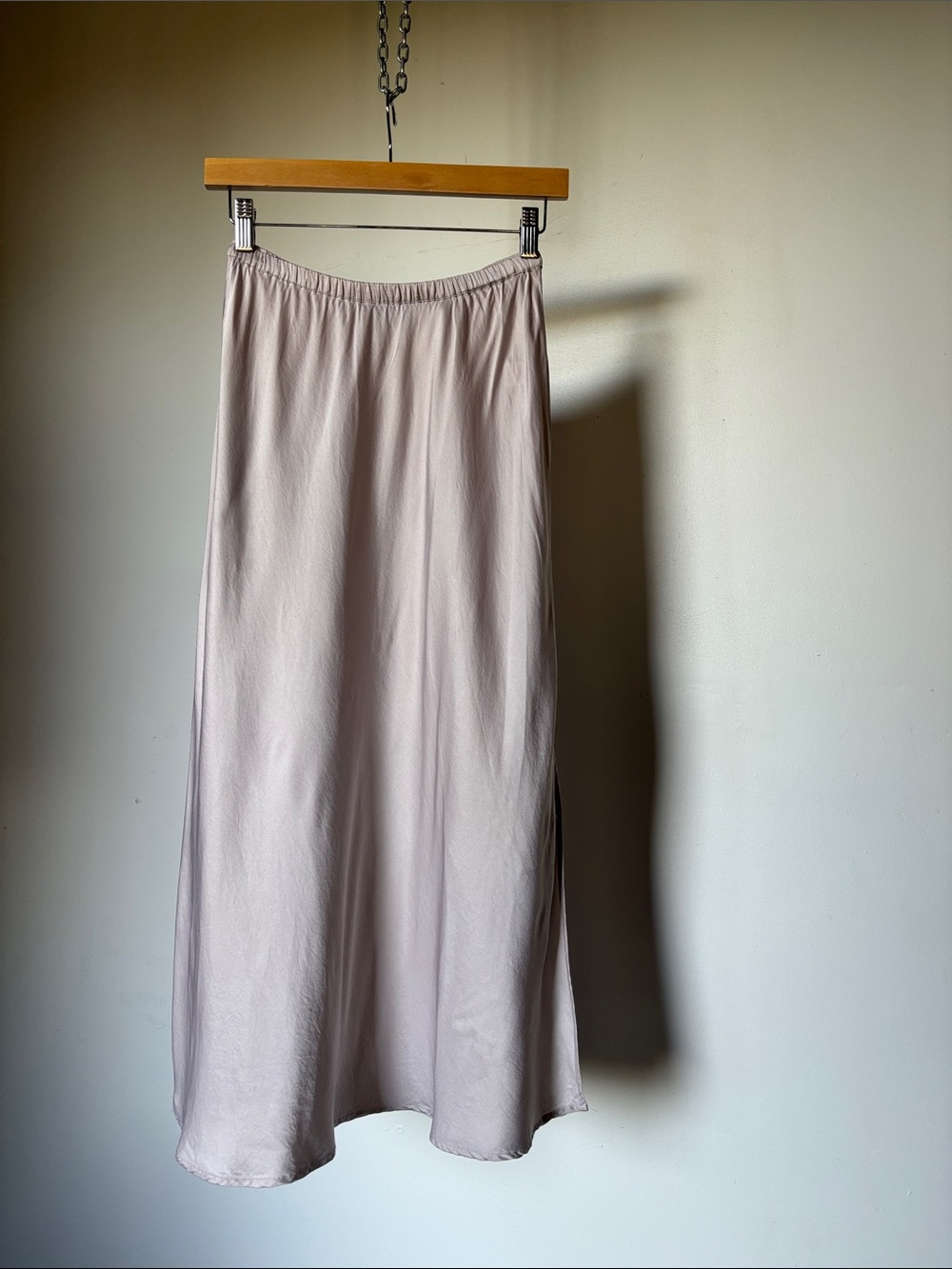 YFB Felicity Satin Skirt Midi Size Small Tawny Grey